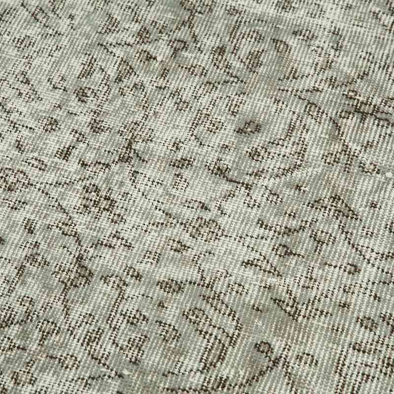 Gri Boyalı El Dokuma Vintage Halı Yolluk - 82 cm x 302 cm - K0054524