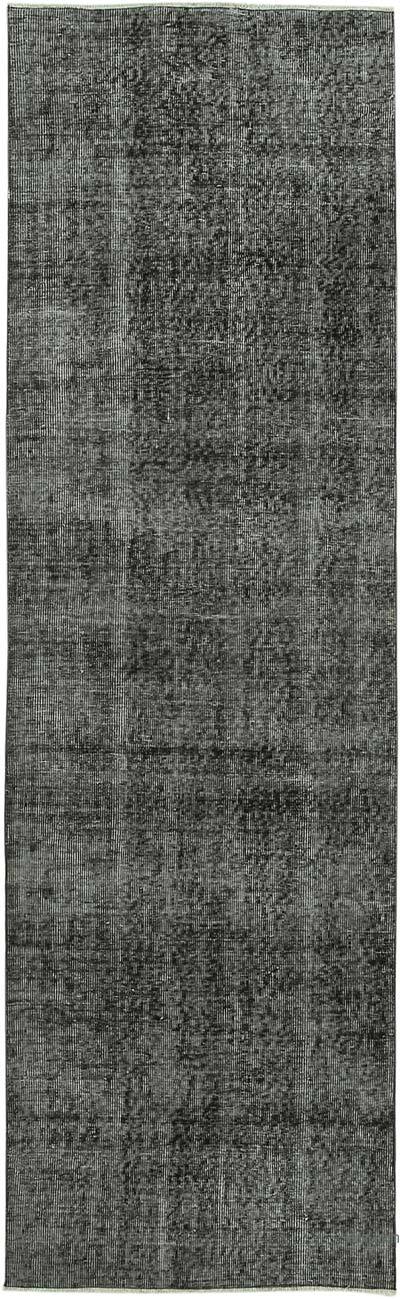 Black Over-dyed Turkish Vintage Runner Rug - 2' 11" x 9' 8" (35 in. x 116 in.)