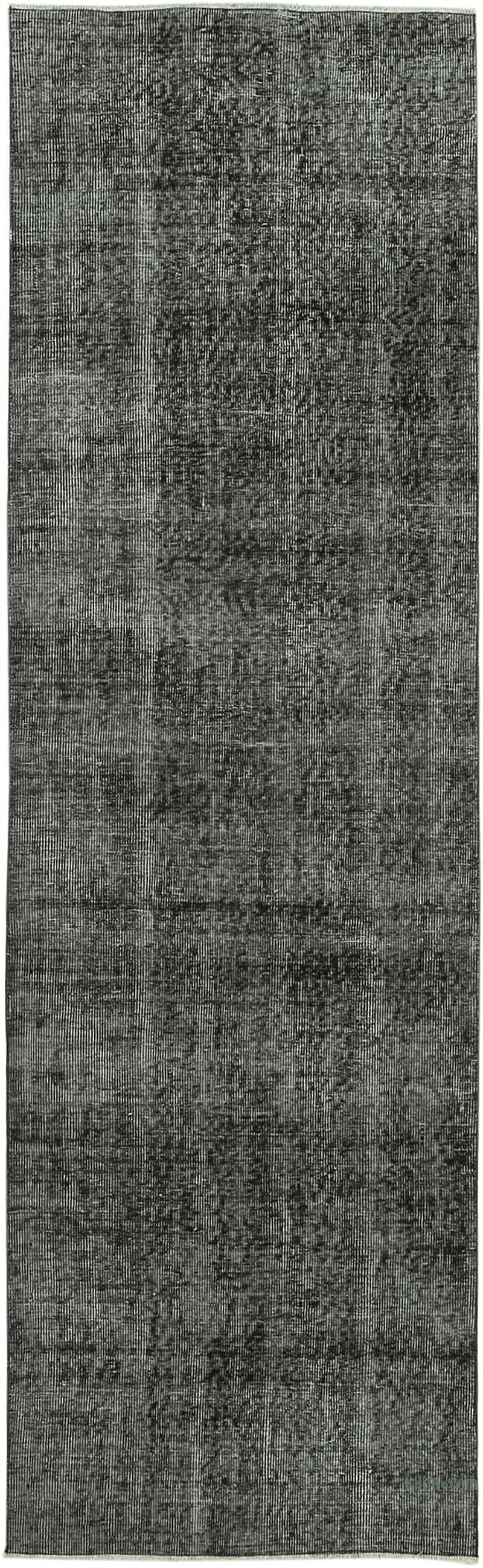 Siyah Boyalı El Dokuma Vintage Halı Yolluk - 90 cm x 295 cm - K0054530