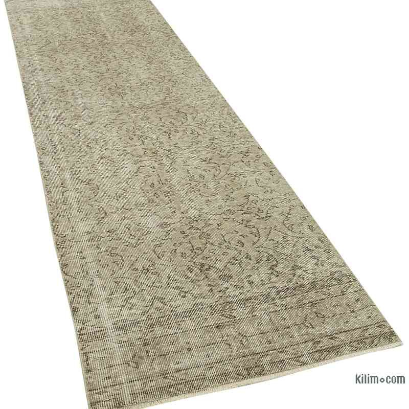 Beige Over-dyed Turkish Vintage Runner Rug - 2' 8" x 10'  (32" x 120") - K0054543