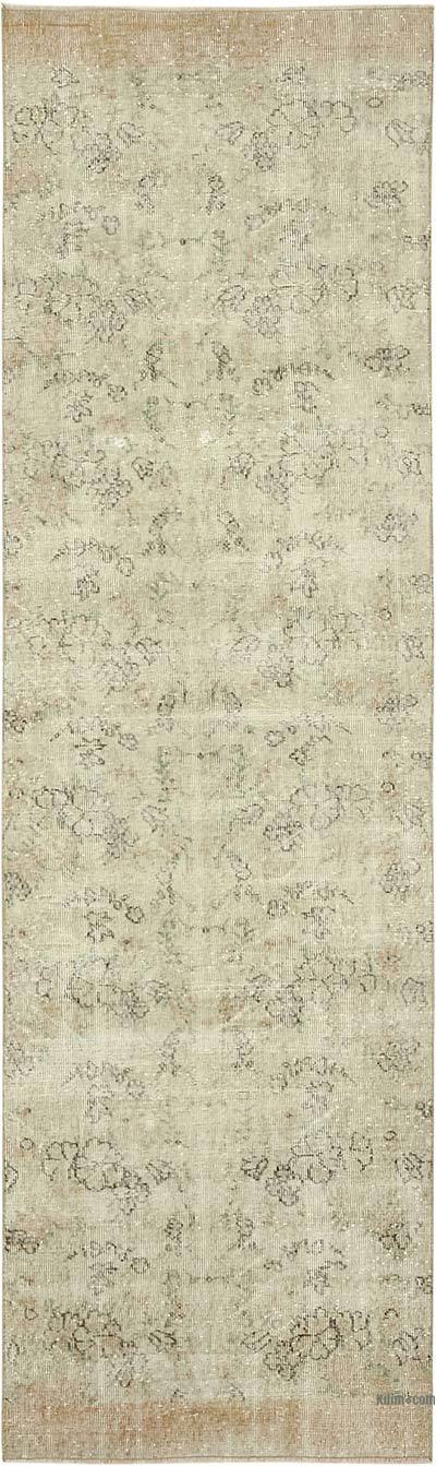 Bej Boyalı El Dokuma Vintage Halı Yolluk - 93 cm x 308 cm