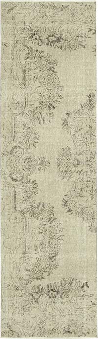 Bej Boyalı El Dokuma Vintage Halı Yolluk - 90 cm x 315 cm