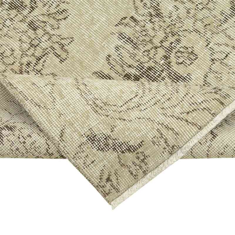 Beige Alfombra de Pasillo Turca Vintage Sobreteñida - 90 cm x 315 cm - K0054550