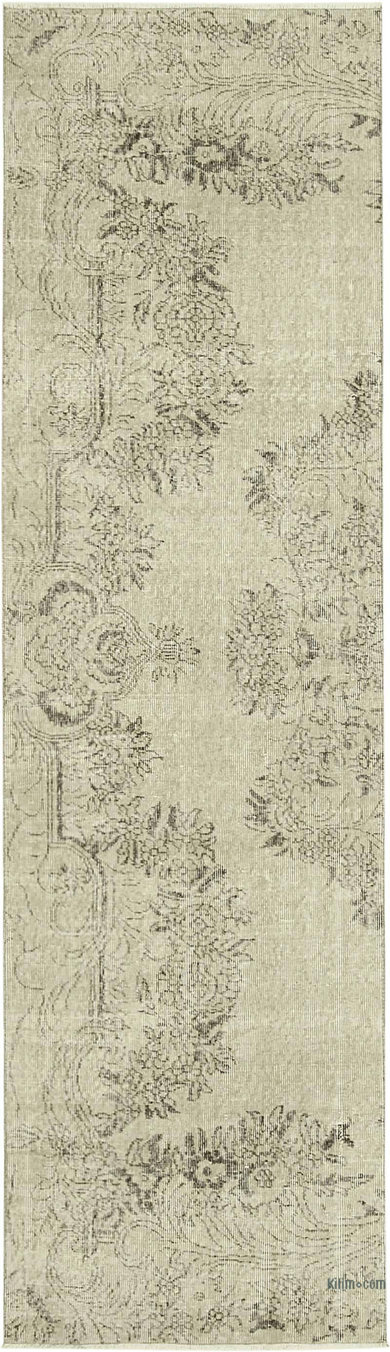 Beige Alfombra de Pasillo Turca Vintage Sobreteñida - 90 cm x 315 cm - K0054550