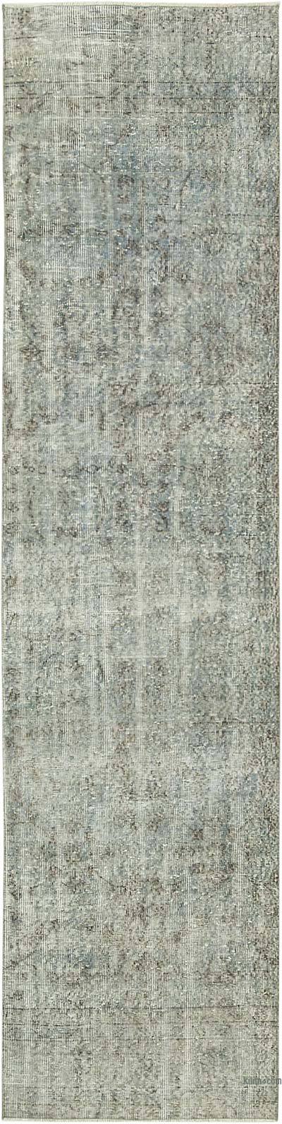 Lacivert Boyalı El Dokuma Vintage Halı Yolluk - 77 cm x 310 cm