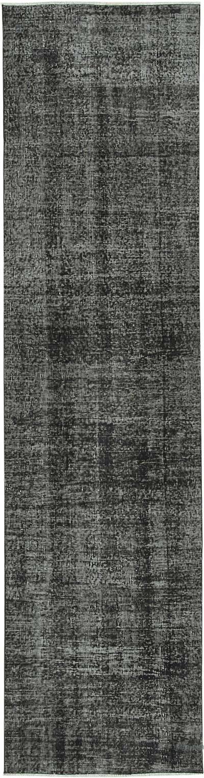 Siyah Boyalı El Dokuma Vintage Halı Yolluk - 81 cm x 311 cm