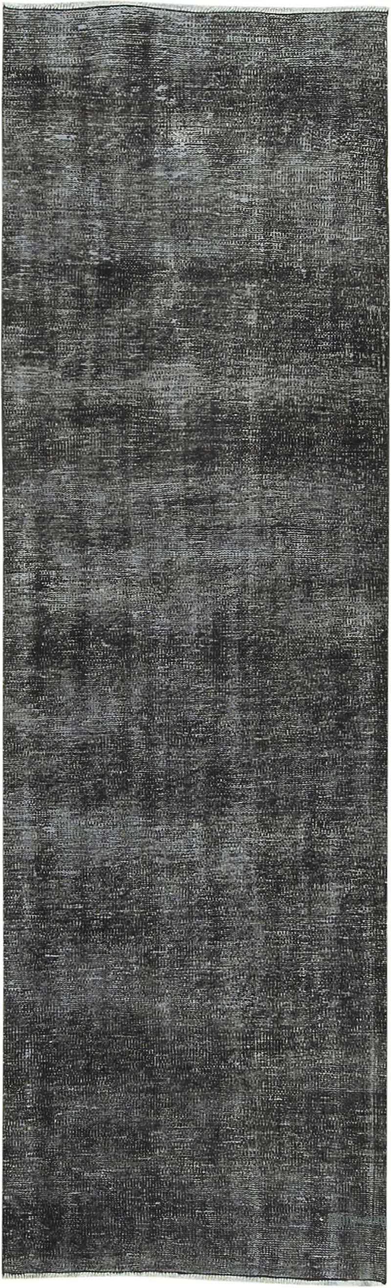 Siyah Boyalı El Dokuma Vintage Halı Yolluk - 81 cm x 263 cm - K0054580