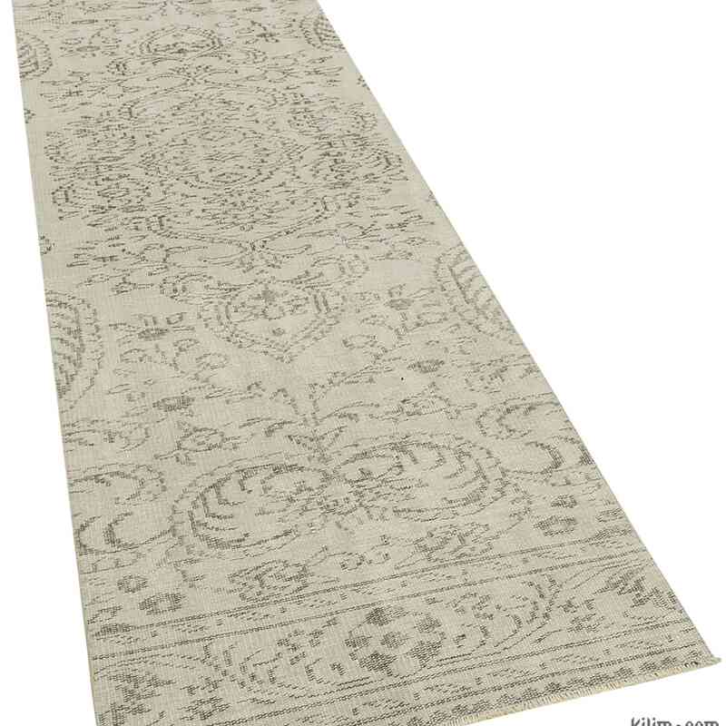 Bej Boyalı El Dokuma Vintage Halı Yolluk - 80 cm x 295 cm - K0054582