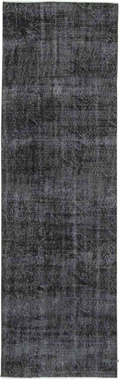 Siyah Boyalı El Dokuma Vintage Halı Yolluk - 90 cm x 287 cm