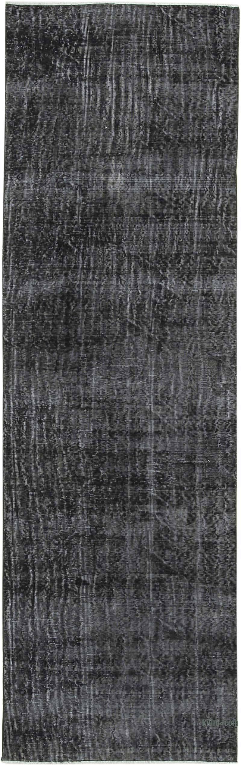 Siyah Boyalı El Dokuma Vintage Halı Yolluk - 90 cm x 287 cm - K0054586