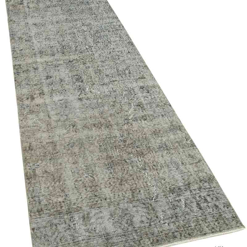 Grey Over-dyed Turkish Vintage Runner Rug - 2' 7" x 9' 11" (31 in. x 119 in.) - K0054598