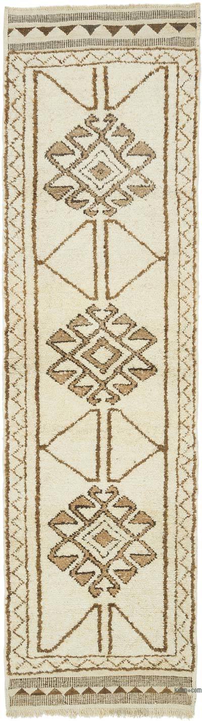 Qushak Runner Vintage Runner Hand Carpet Runner rug Pastel rug Turkish runner rug Brown Runner rug 101 x 59 cm 3 ft 3 in  x 1 ft 9 in