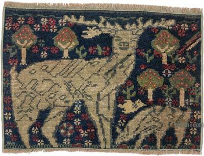 Vintage Turkish Hand-Knotted Rug - 2' 1" x 1' 6" (25 in. x 18 in.)