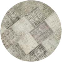 Gri Yuvarlak Boyalı Patchwork Halı - 150 cm x 150 cm