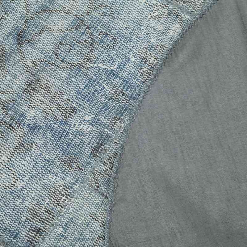 Açık Mavi Yuvarlak Boyalı Patchwork Halı - 152 cm x 152 cm - K0054699