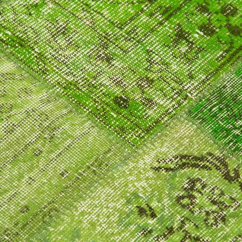 Yeşil Yuvarlak Boyalı Patchwork Halı - 150 cm x 150 cm - K0054706