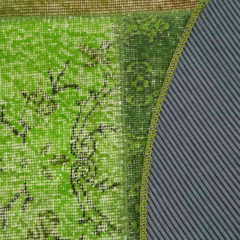 Yeşil Yuvarlak Boyalı Patchwork Halı - 150 cm x 150 cm - K0054707