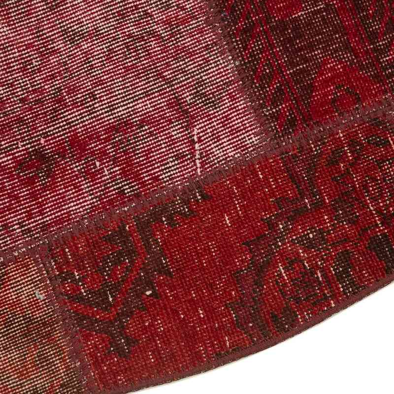 Kırmızı Yuvarlak Boyalı Patchwork Halı - 215 cm x 215 cm - K0054730