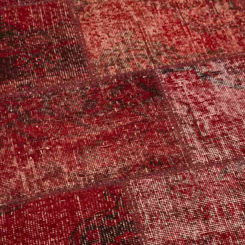 Kırmızı Yuvarlak Boyalı Patchwork Halı - 215 cm x 215 cm - K0054730