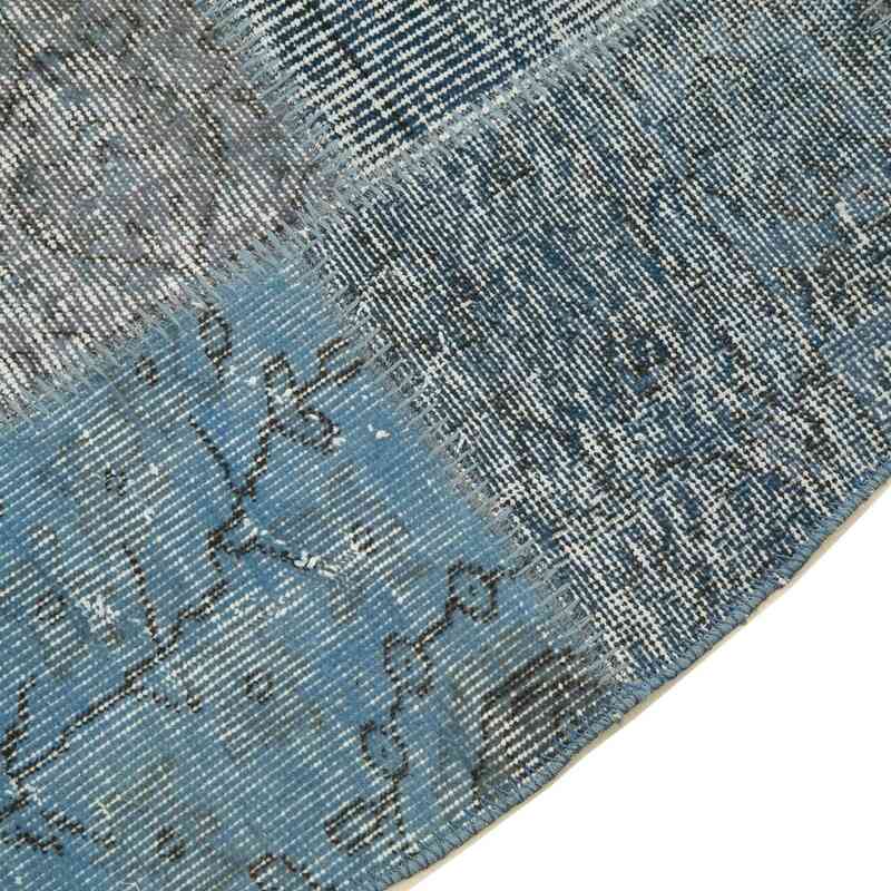 Azul Alfombra De Retazos Turca Sobre-Teñida - 245 cm x 245 cm - K0054735