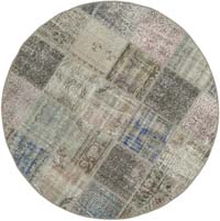 Gris Alfombra De Retazos Turca Sobre-Teñida - 146 cm x 146 cm
