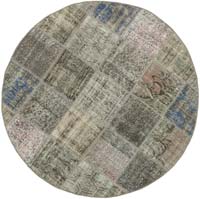 Gris Alfombra De Retazos Turca Sobre-Teñida - 146 cm x 146 cm
