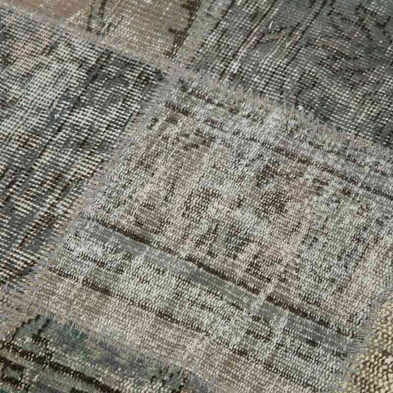 Gri Yuvarlak Boyalı Patchwork Halı - 146 cm x 146 cm - K0054752