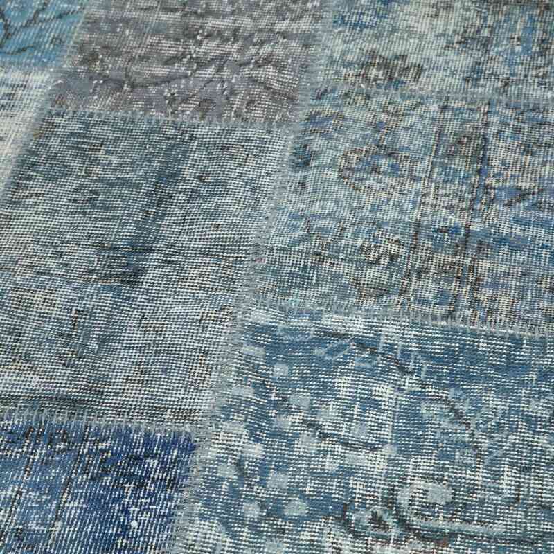Mavi Yuvarlak Boyalı Patchwork Halı - 215 cm x 215 cm - K0054756