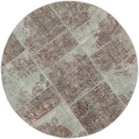 Gri Yuvarlak Boyalı Patchwork Halı - 150 cm x 150 cm