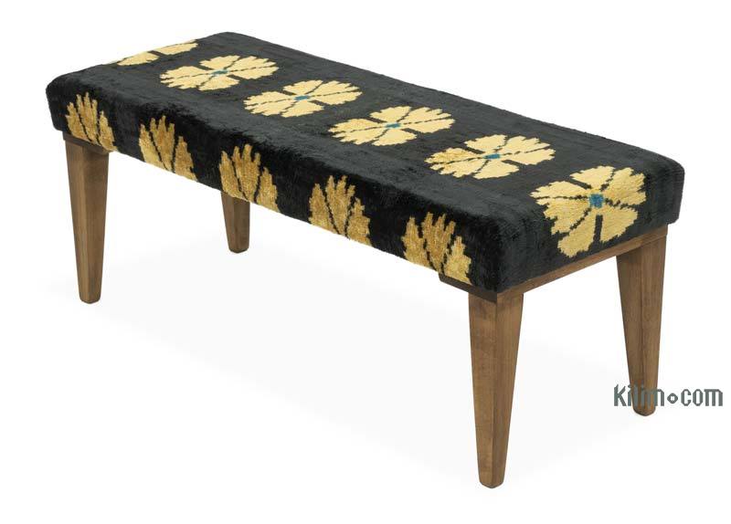 Bench Upholstered with Silk Velvet Ikat Fabric - K0054764