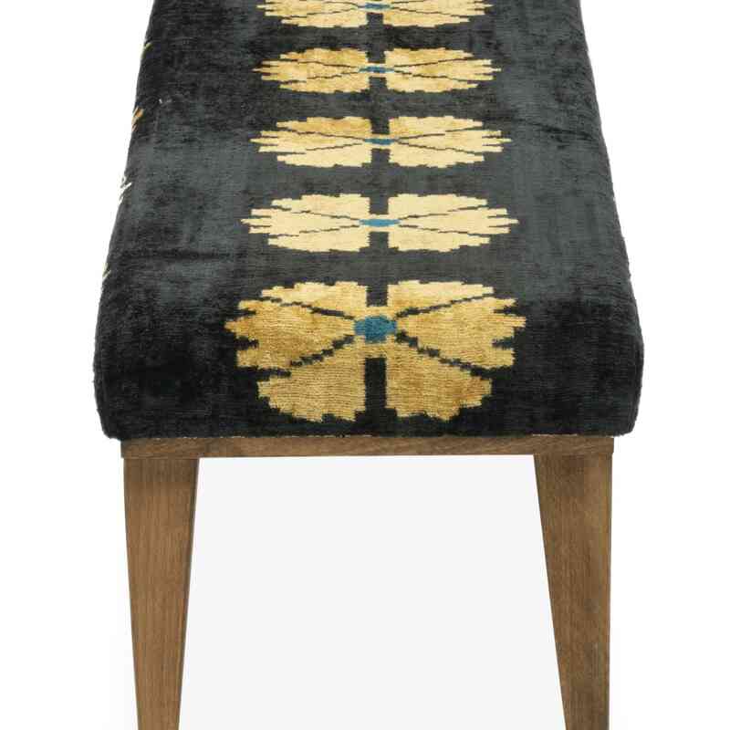Bench Upholstered with Silk Velvet Ikat Fabric - K0054765