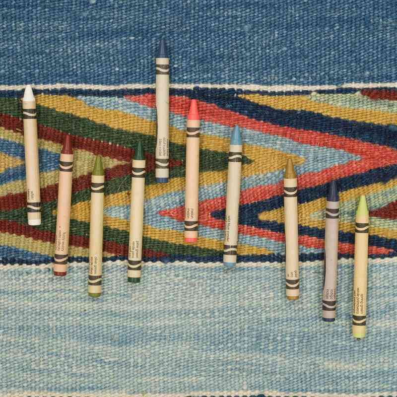 Blue New Handwoven Turkish Kilim Rug - 4' 1" x 6' 3" (49 in. x 75 in.) - K0054830