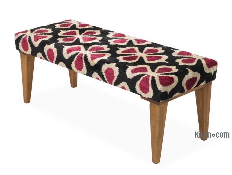 Bench Upholstered with Silk Velvet Ikat Fabric - K0054846