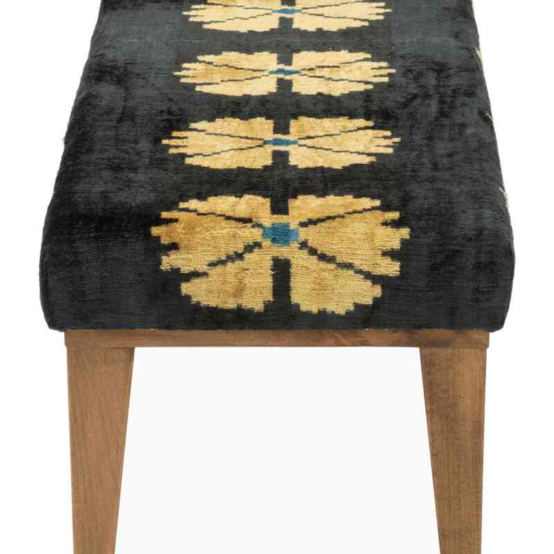 Bench Upholstered with Silk Velvet Ikat Fabric - K0054848
