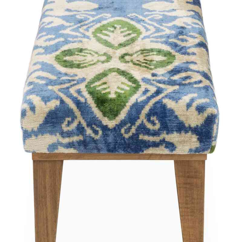 Bench Upholstered with Silk Velvet Ikat Fabric - K0054849