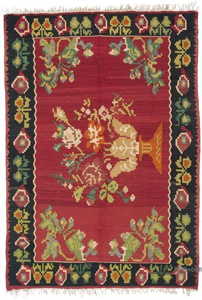 古董卡拉巴赫Kilim地毯- 4' 7