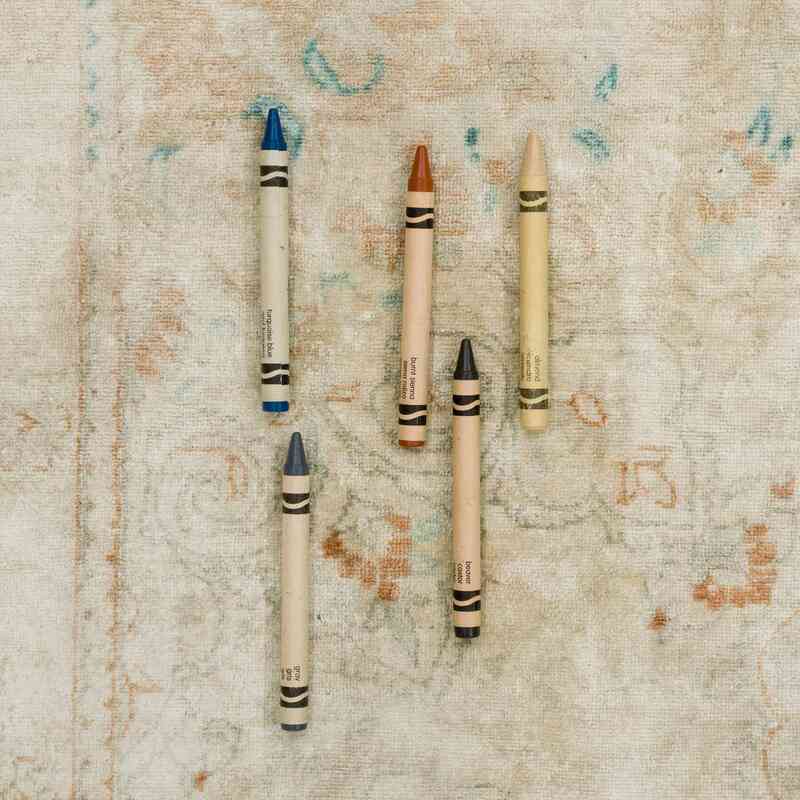Bej Vintage El Dokuma İpek Halı - 195 cm x 297 cm - K0055412