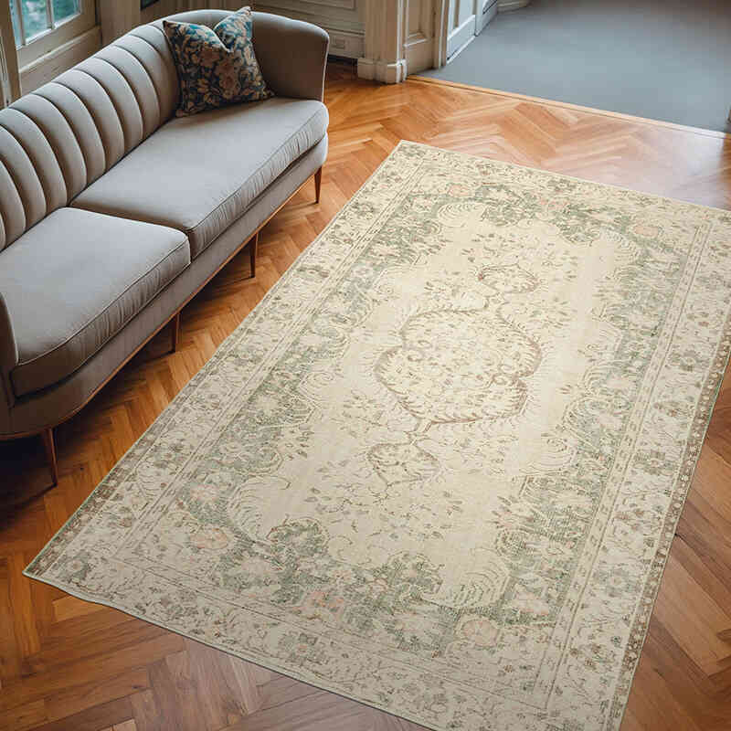 Alfombra Vintage Turca Anudada a Mano - 181 cm x 283 cm - K0055640