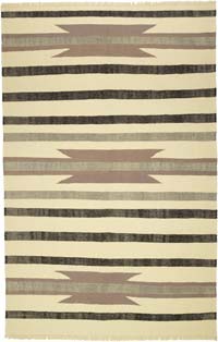 Bej, Kahverengi Yeni Kök Boya El Dokuma Kilim - 262 cm x 406 cm