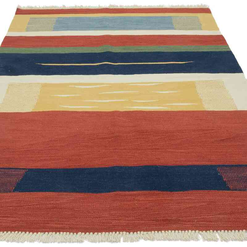 Multicolor New Handwoven Turkish Kilim Rug - 4' 3" x 6' 3" (51" x 75") - K0056007