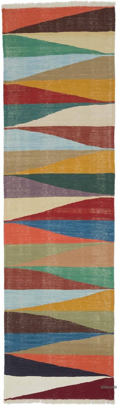 Multicolor New Handwoven Turkish Kilim Rug - 3' 5" x 11' 11" (41 in. x 143 in.)