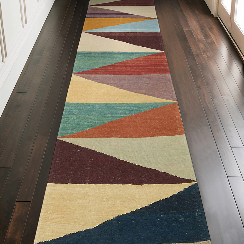 Multicolor New Handwoven Turkish Kilim Rug - 3' 6" x 11' 1" (42" x 133") - K0056011