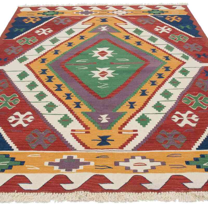 Multicolor New Handwoven Turkish Kilim Rug - 5' 3" x 7' 3" (63" x 87") - K0056018