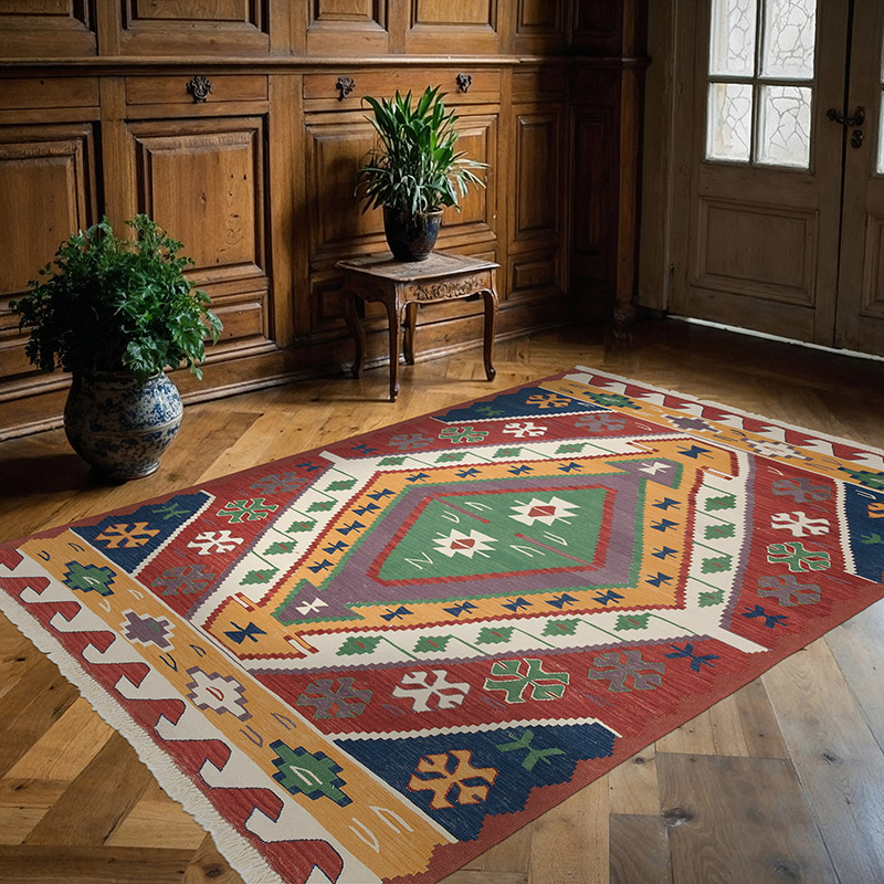 Çok Renkli Yeni Kök Boya El Dokuma Kilim - 159 cm x 221 cm - K0056018