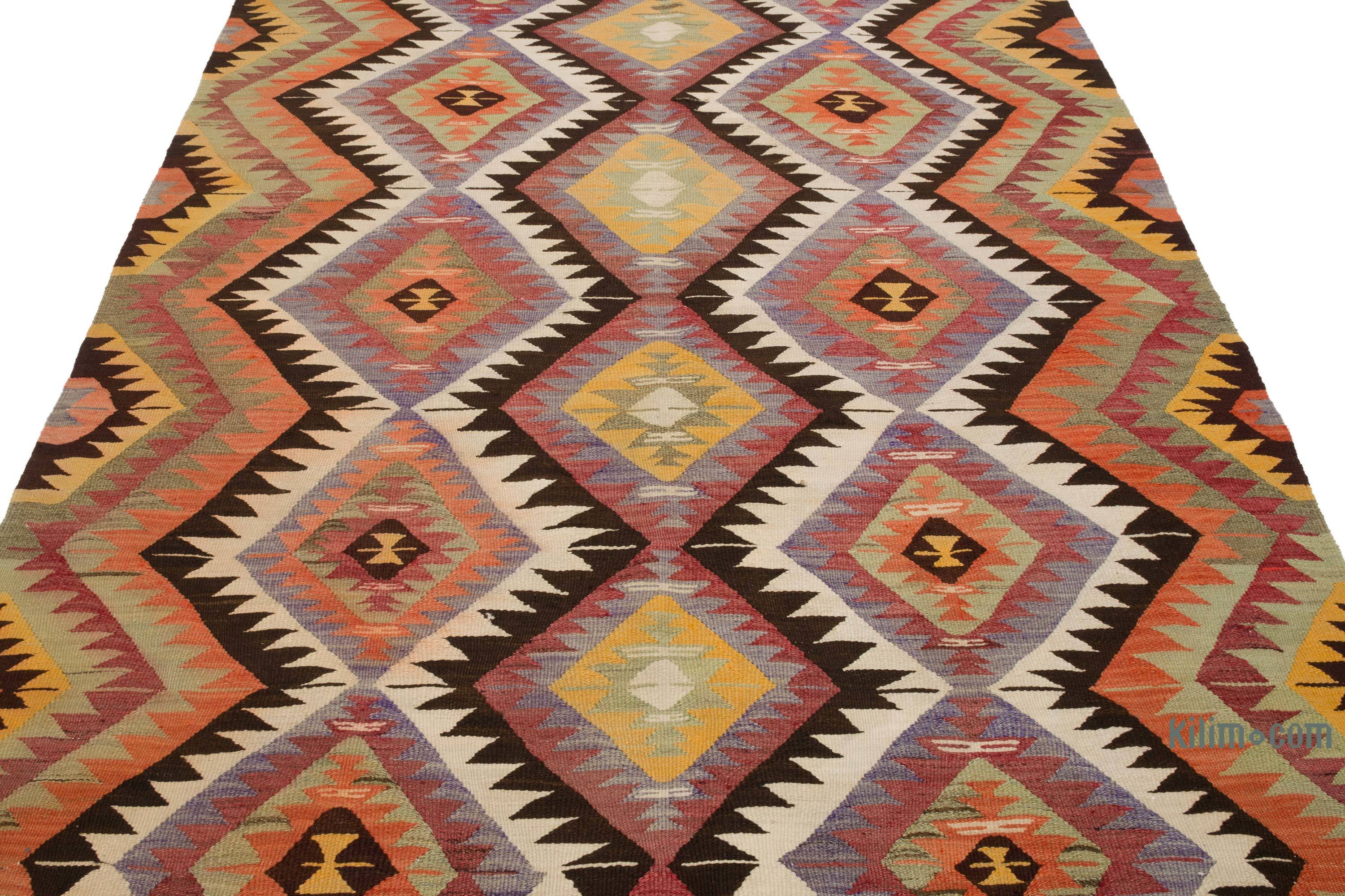 Multicolor Vintage Denizli Kilim Rug - 5' 3