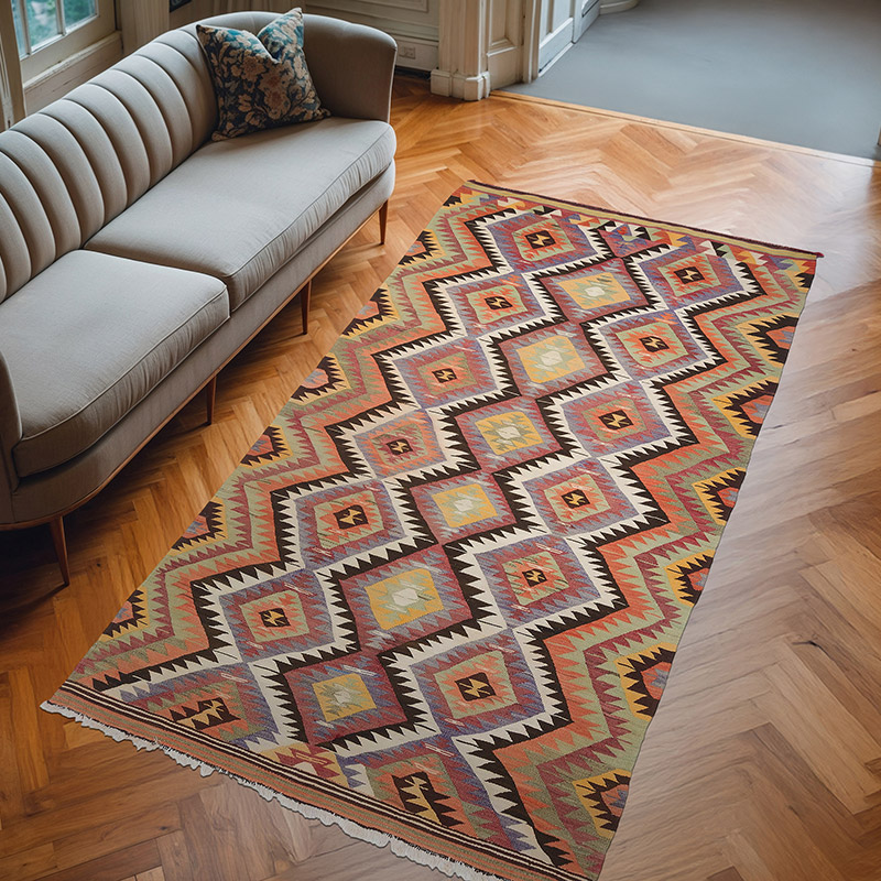 Çok Renkli Denizli Kilimi - 160 cm x 310 cm - K0056020
