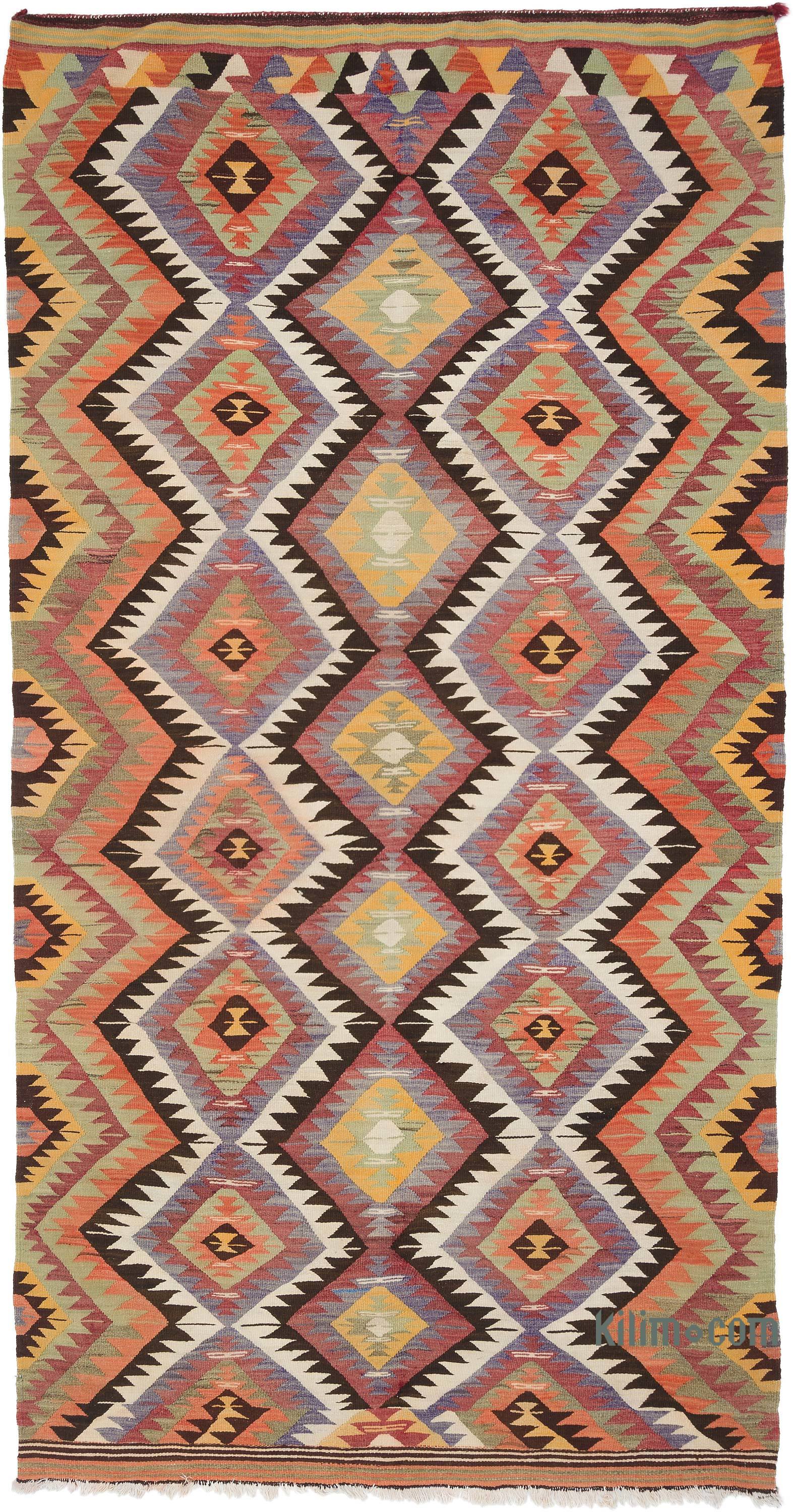 Multicolor Vintage Denizli Kilim Rug - 5' 3