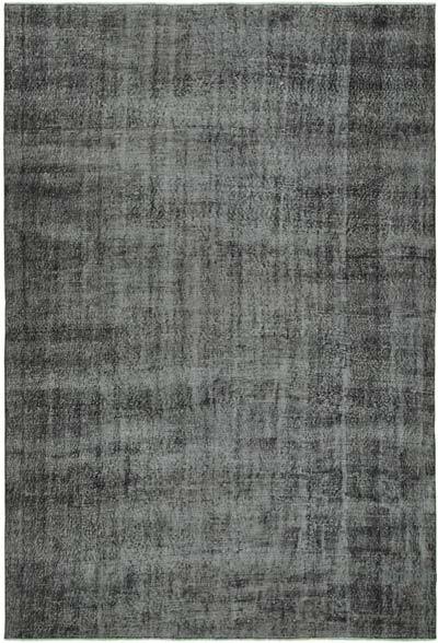 Black Over-dyed Vintage Hand-Knotted Turkish Rug - 6' 8" x 9' 9" (80 in. x 117 in.)