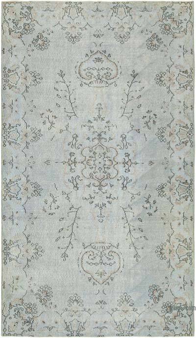 Blue Over-dyed Vintage Hand-Knotted Turkish Rug - 5' 5" x 9' 3" (65 in. x 111 in.)