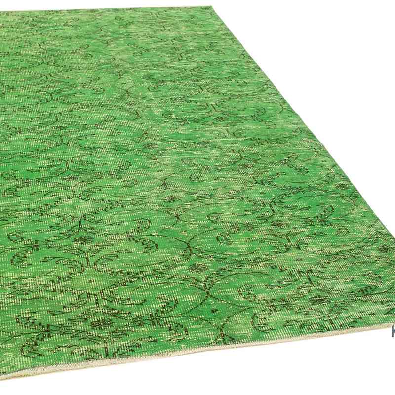 Green Over-dyed Vintage Hand-Knotted Turkish Rug - 4' 9" x 7' 8" (57 in. x 92 in.) - K0056050